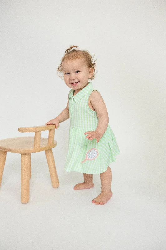 Soft Wear Girls Gingham Tennis Dress