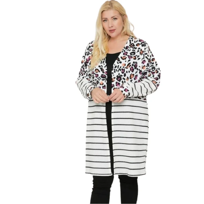 Comfortable And Cold-proof Long sleeves print-striped cardigan