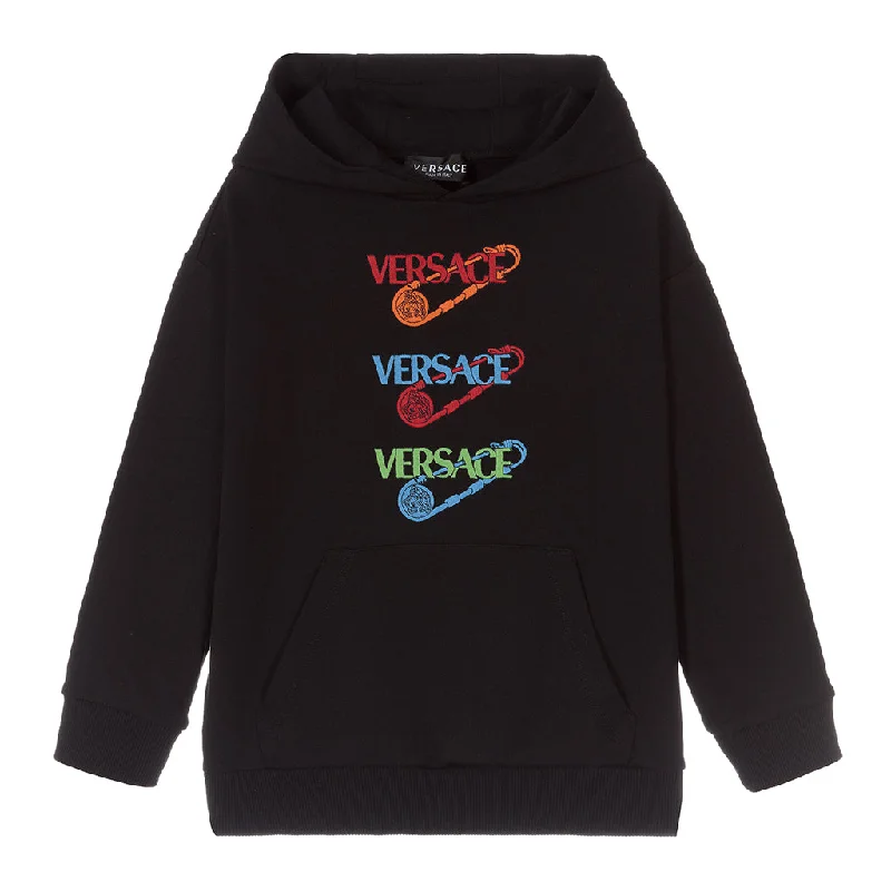 Versatile Style Black & Multicolor Pins Hoodie