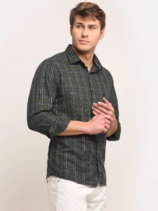 Layered Style Men Cotton Checkered Green Full Sleeve Casual Shirt for Men with Pocket Layered Style Men Cotton Checkered Green Full Sleeve Casual Shirt for Men with Pocket