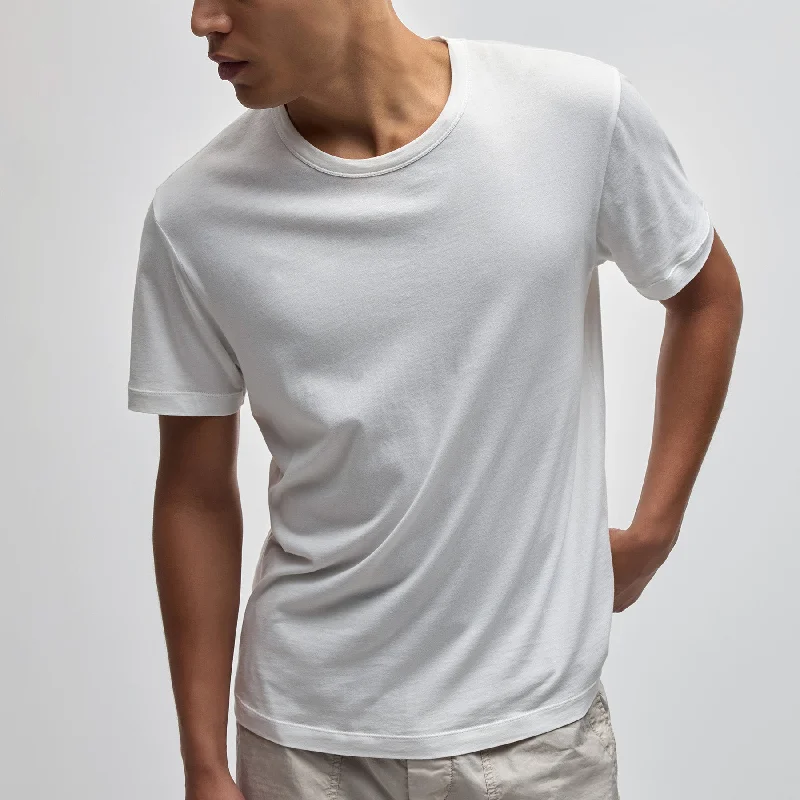 Slightly Flared Design Brushed Lotus Crew - White
