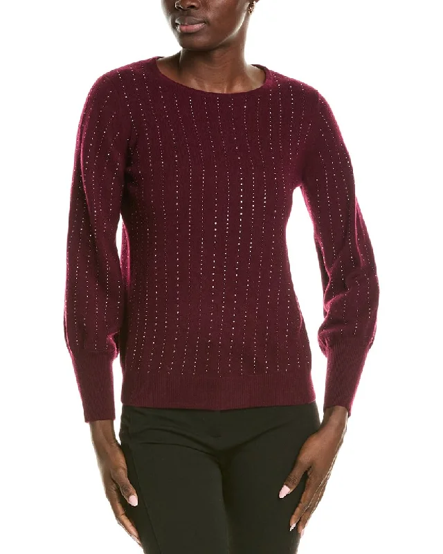End Of The Year sofiacashmere Blouson Sleeve Cashmere Sweater