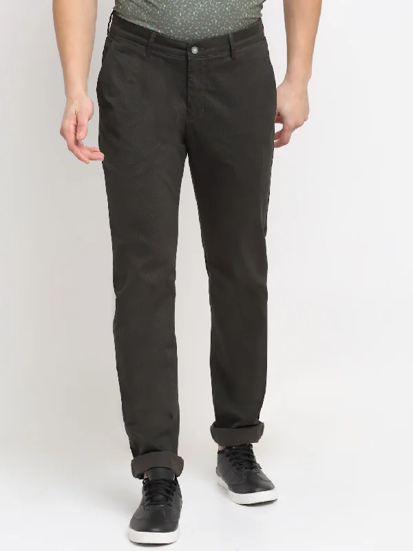 All-Day Style Men's Casual Flat front Olive Green  Trousers