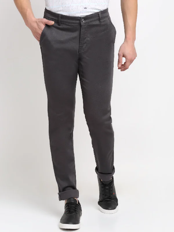 Soft Knitwear Men's Casual Flat front Dark Brown  Trousers