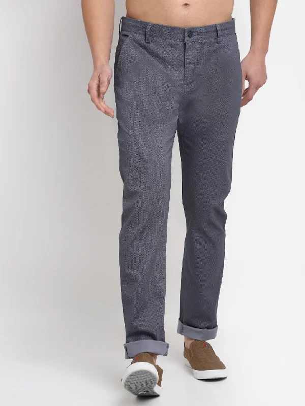 Chic Outfits Men's Casual Flat front Grey  Trousers