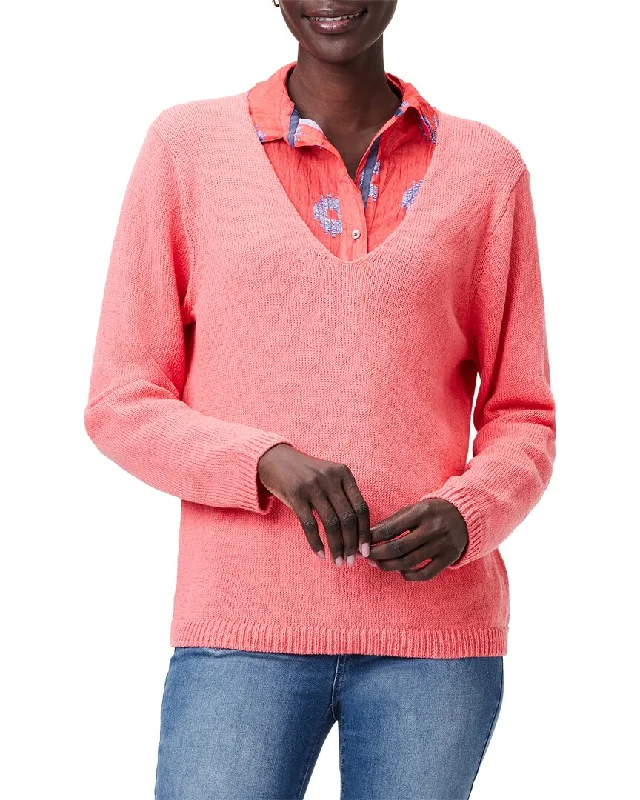 Nic+Zoe Cotton Cord Soft V-Neck Sweater