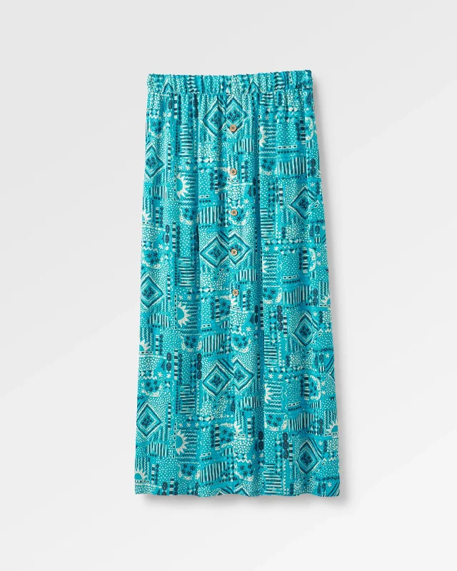 Classic Retro Hannah Skirt - Vintage Patchwork Blue Pool