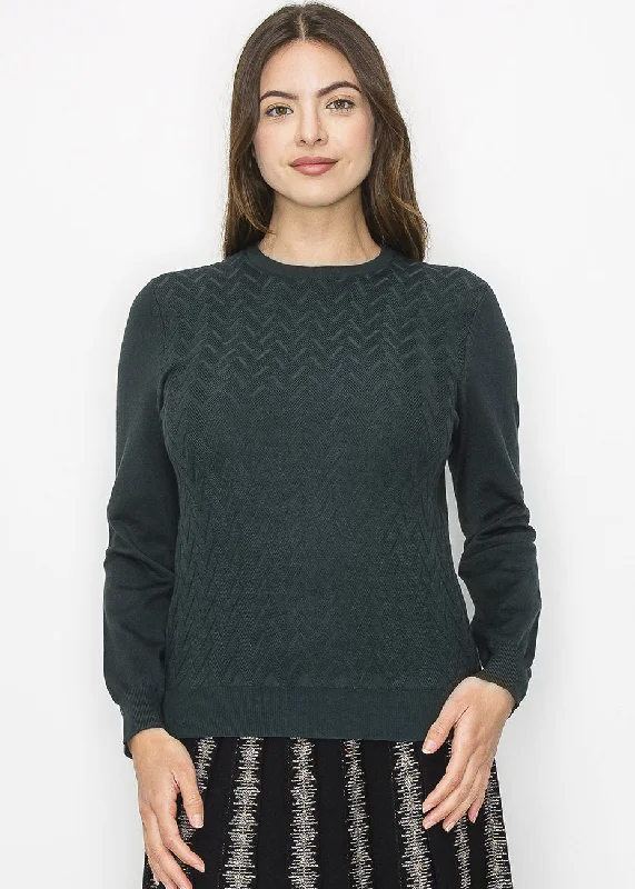 Hunter Green Chevron Knit Sweater