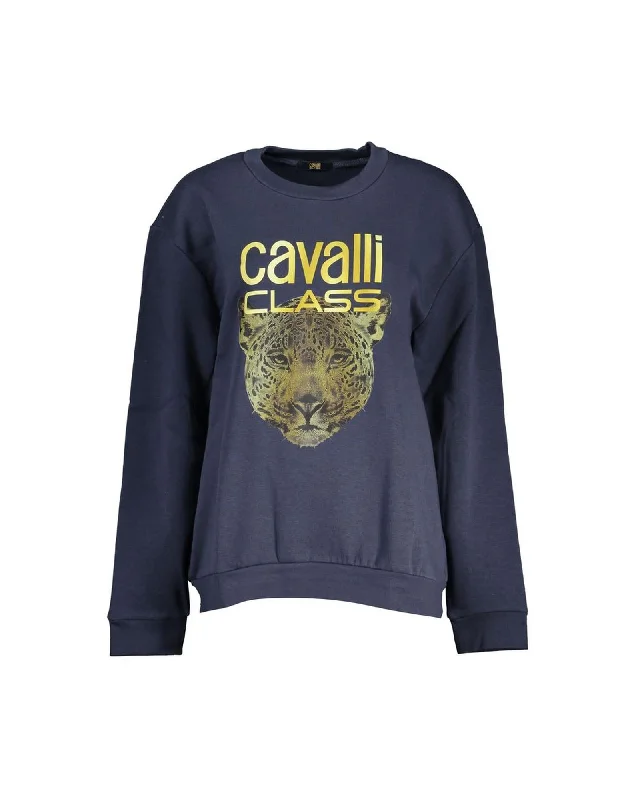 Design Must-have Cavalli Class  Leopard Print Sweatshirt for Women  Navy