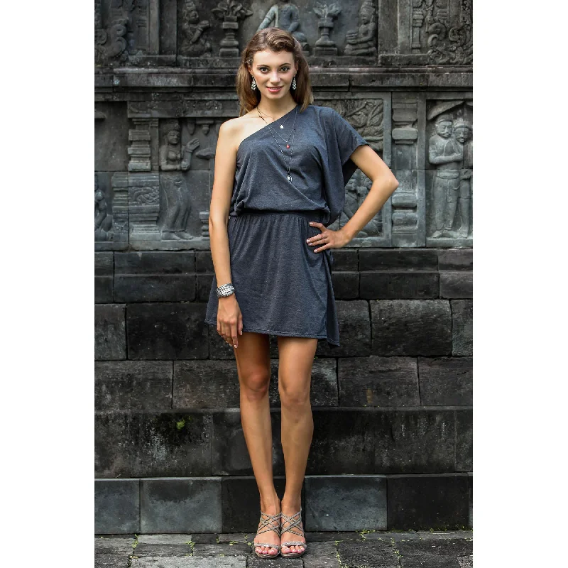 Soft Fabric Looks Graphite Grey Starlet One-Shoulder Dress