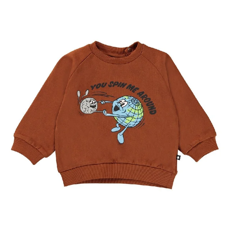 Urban Comfort Brown Disc Spin Graphic Sweatshirt
