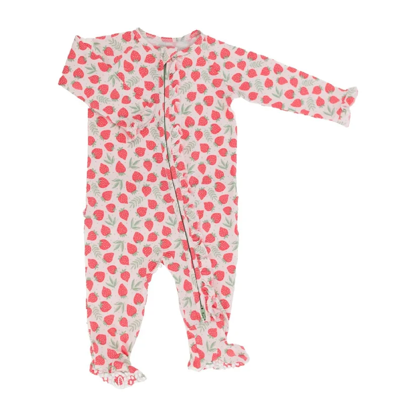 New Products Girls Ruffle Strawberry Basil Footie
