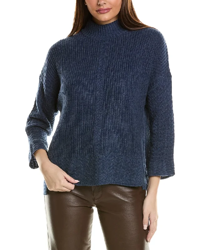 Effortless Outfits Hannah Rose Shaker Cable Turtleneck Wool & Cashmere-Blend Sweater