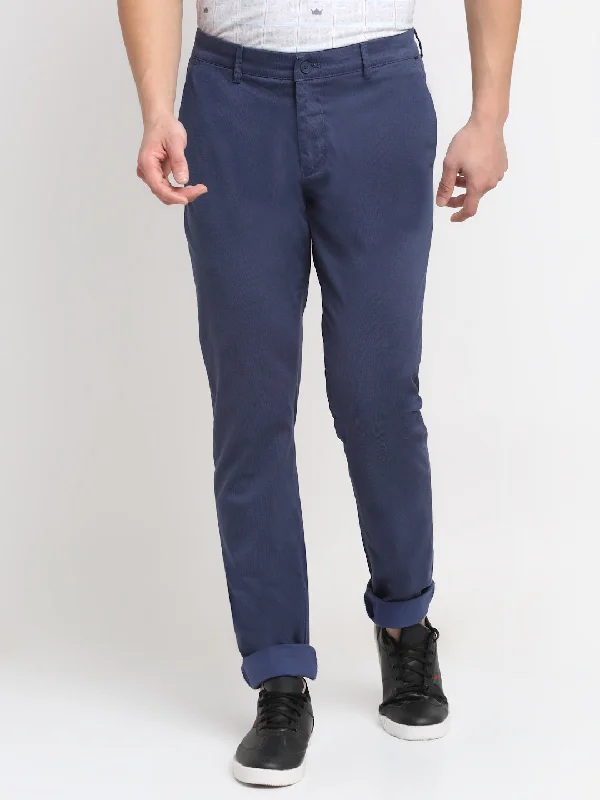 Lounge Wear Men's Casual Flat front Light Blue  Trousers
