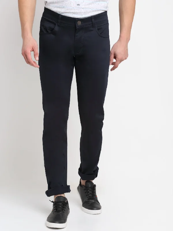 Fashionable Items Men's Casual Flat front Navy Blue  Trousers