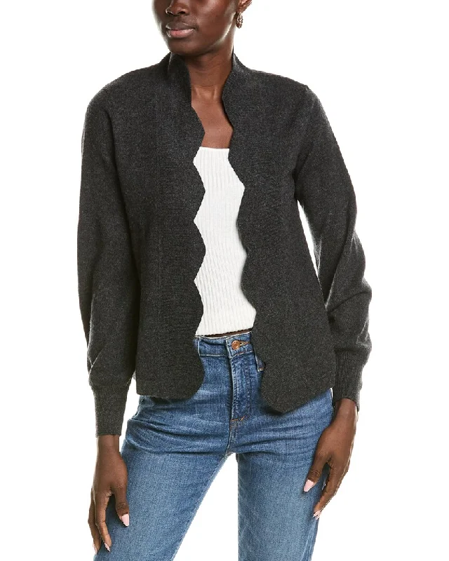 Soft Feel sofiacashmere Scallop Edge Cashmere Cardigan
