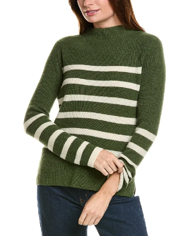 Cozy Outfit Forte Cashmere Stripe Funnel Neck Cashmere Sweater