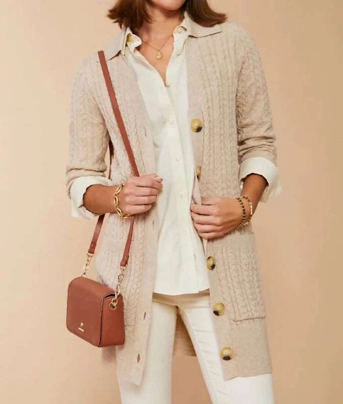 Trendy Casuals Toni Long Cardigan In Oatmeal Heather