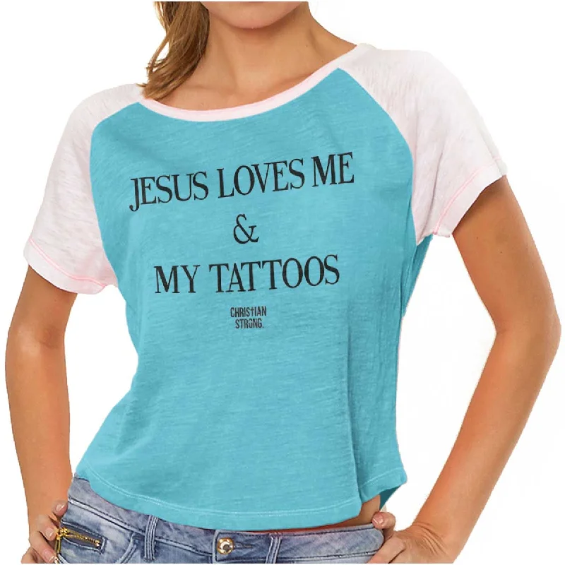 Simple Style Jesus Loves My Tattoos Vintage T Shirts