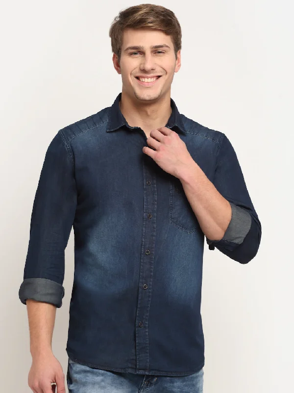 Modern City Men Cotton Solid Dark Blue Full Sleeve Casual Shirt for Men with Pocket Modern City Men Cotton Solid Dark Blue Full Sleeve Casual Shirt for Men with Pocket