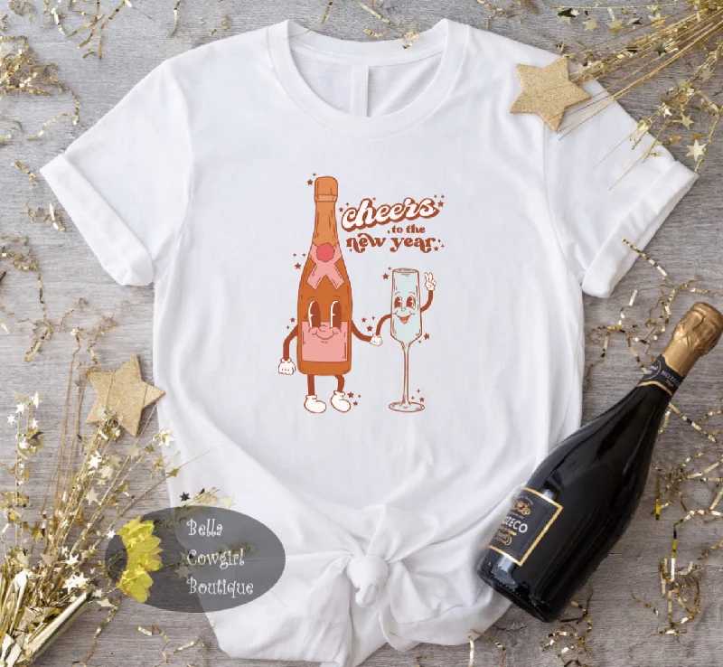 Soft Feel Vintage Cheers To The New Year Champagne New Years T-Shirt