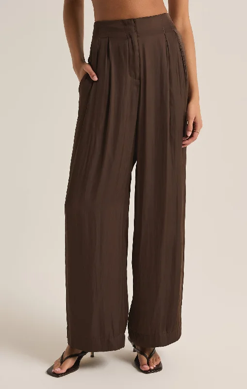 Stylish Wear Z Supply Lisse Wide Leg Pant in Dark Chocolate