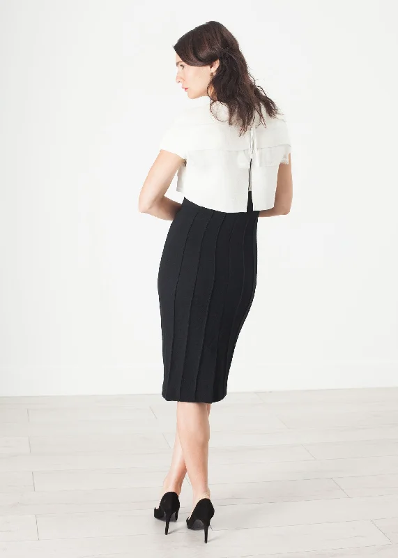 Easy Chic Layered Contrast Dress in Cream/Black