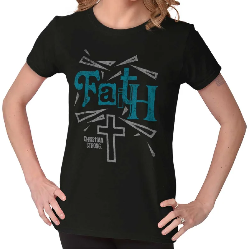 High-quality Styles Faith And Cross Ladies T Shirt