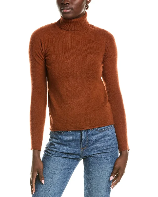 Lazy Style sofiacashmere Roll Cuff & Hem Turtleneck Sweater