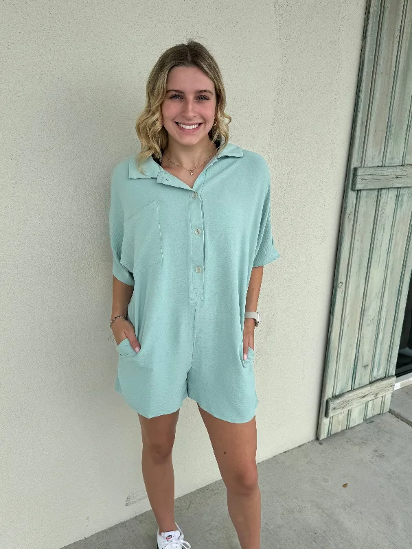 Fashion Concept Half Button Collared Loose Romper - Keep it Classic