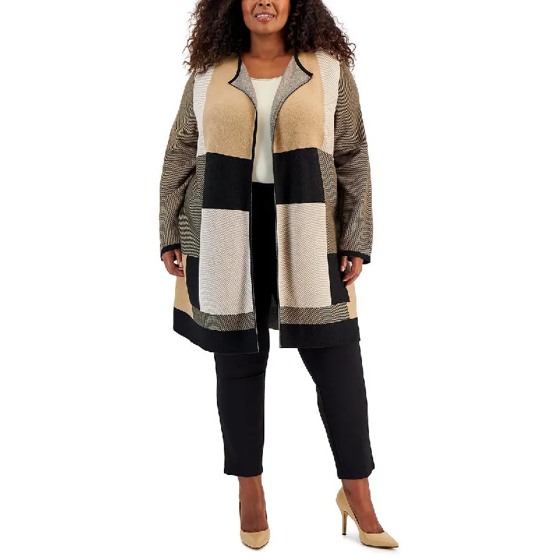Comfortable Sweaters Plus Womens Striped Midi Cardigan Sweater
