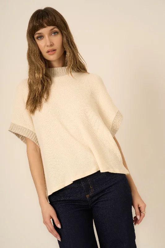 Simple Looks Project Social T Everly Mixed Rib Top in Eggnog