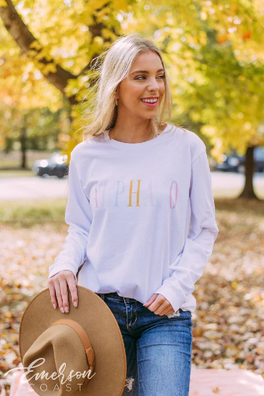 Elegant And Simple Alpha O Multicolor Letter Long Sleeve Tshirt