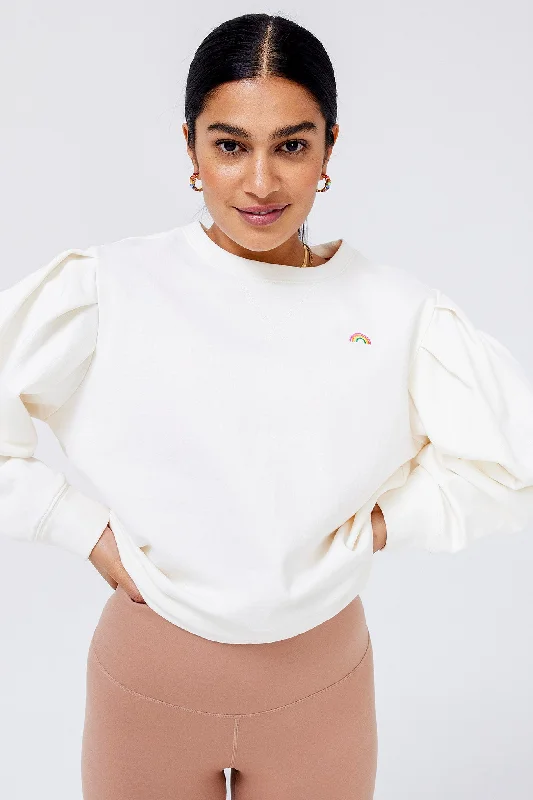 Double-sided Wear Origami Puffed Sleeve Crew in Sugar Swizzle