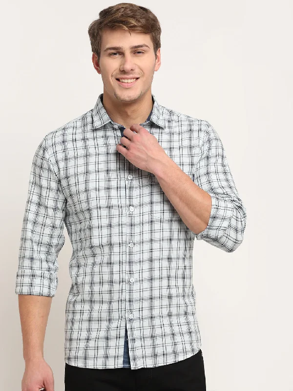 Fashion Style Men Cotton Checkered White Full Sleeve Casual Shirt for Men with Pocket Fashion Style Men Cotton Checkered White Full Sleeve Casual Shirt for Men with Pocket