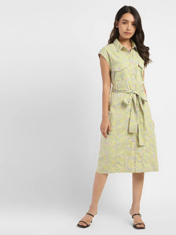 Light Comfort Women's Printed Spread Collar Dress