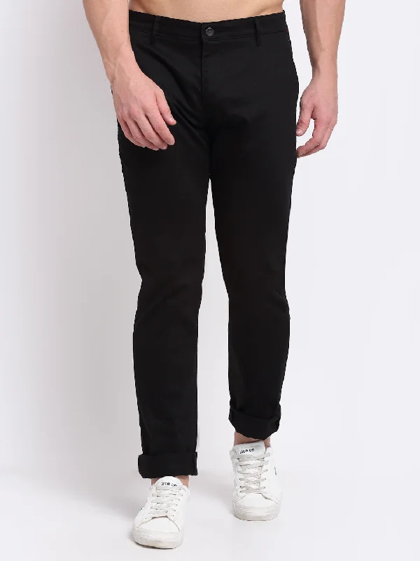 Relaxed Tops Men's Casual Flat front Black  Trousers