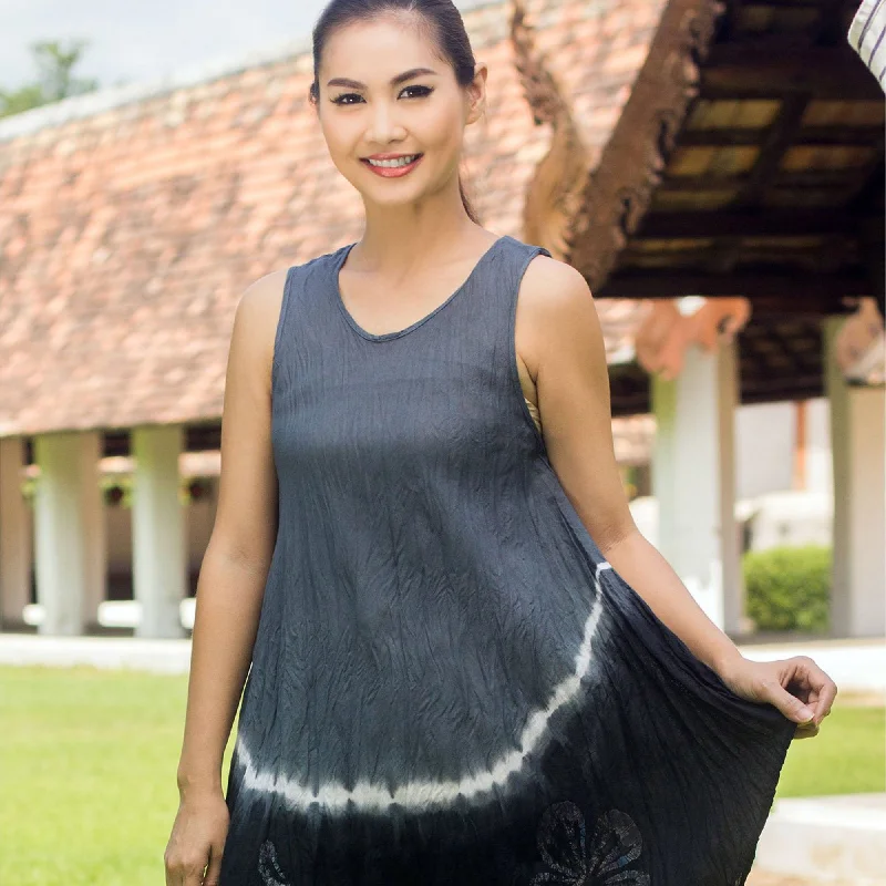 Creative Prints Grey Thai Holiday Cotton Batik Dress