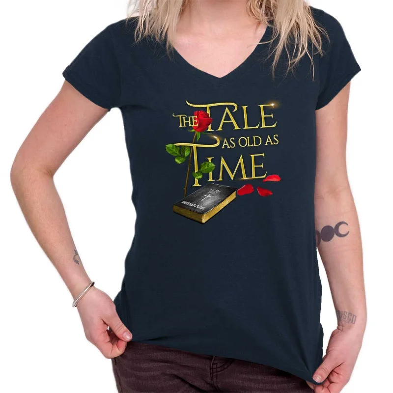 Youthful Vitality Tale Old as Time Junior Fit V-Neck T-Shirt