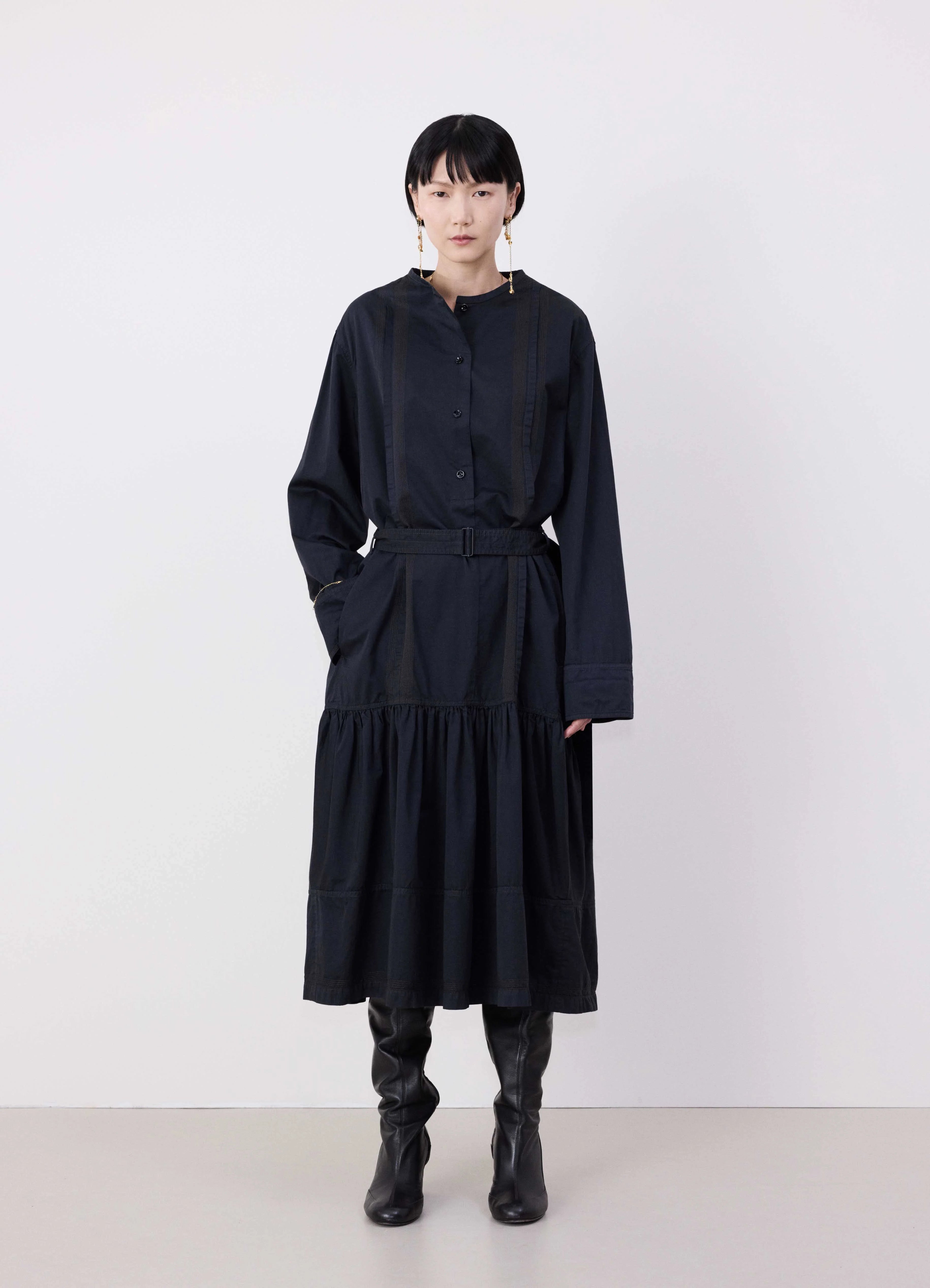 Trendy Traveler MULTI-TOPSTITCH GATHERED DRESS