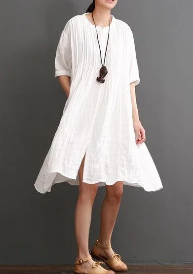 Relaxed Fit Wear white cotton dresses for summer plus size cotton sundress