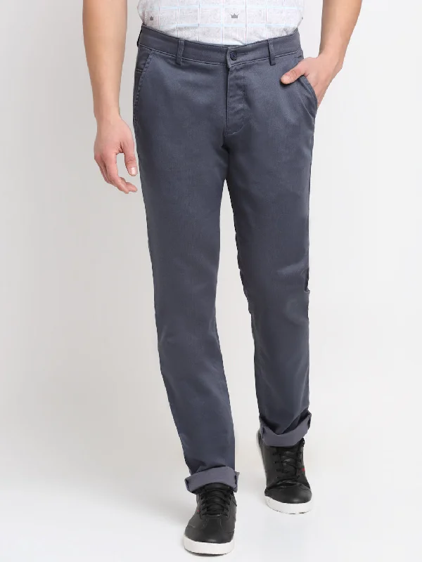Stylish Casuals Men's Casual Flat front Grey  Trousers