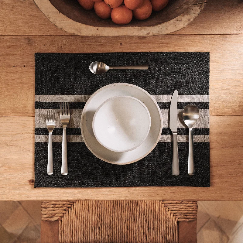 Comfortable Lifestyle Three Stripe Placemat - Black/ Natural