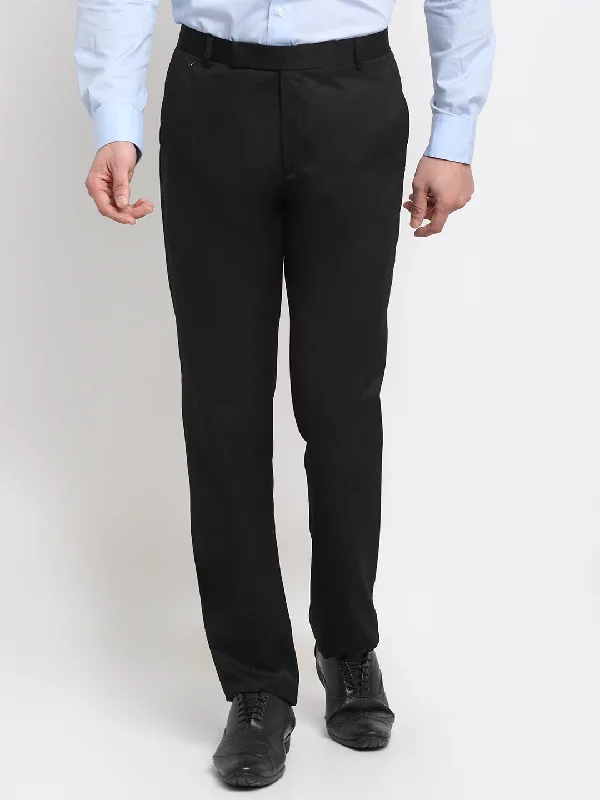 Classic Design Men's Regular fit Flat front Black  Trousers