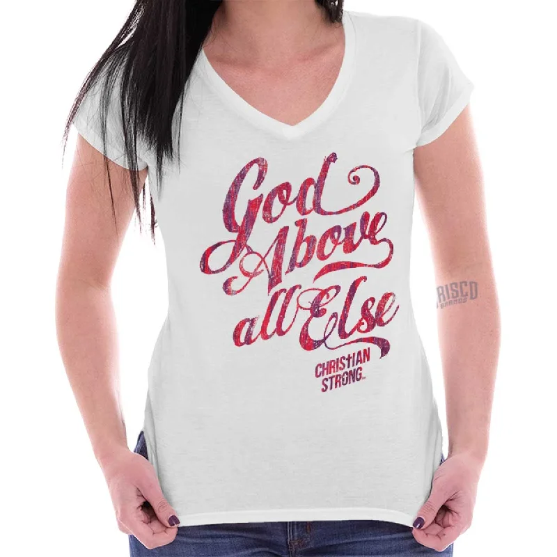 Dynamic Fashion Above All Else Junior Fit V-Neck T-Shirt