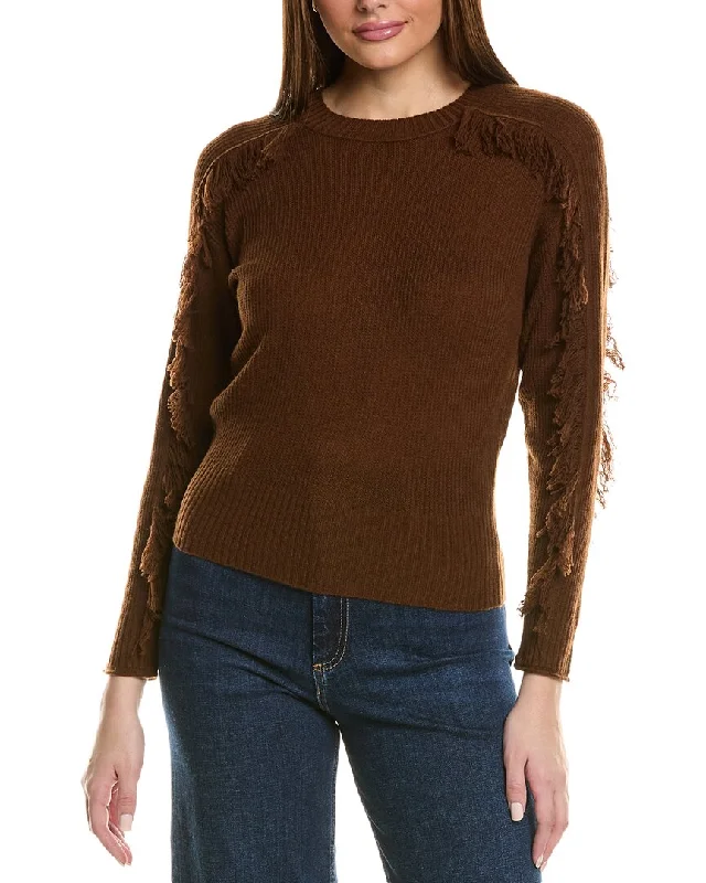 American Style Hannah Rose Fringe Sleeve Wool & Cashmere-Blend Sweater