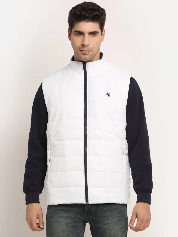 Fashion Pioneer White & Navy Blue Men's Reversible Jacket