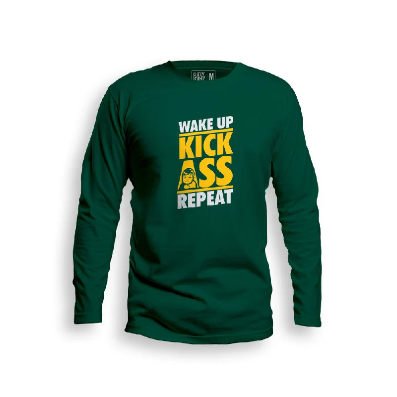 Multifunctional Style Wake Up Kick Ass Repeat Full Sleeve T-Shirt