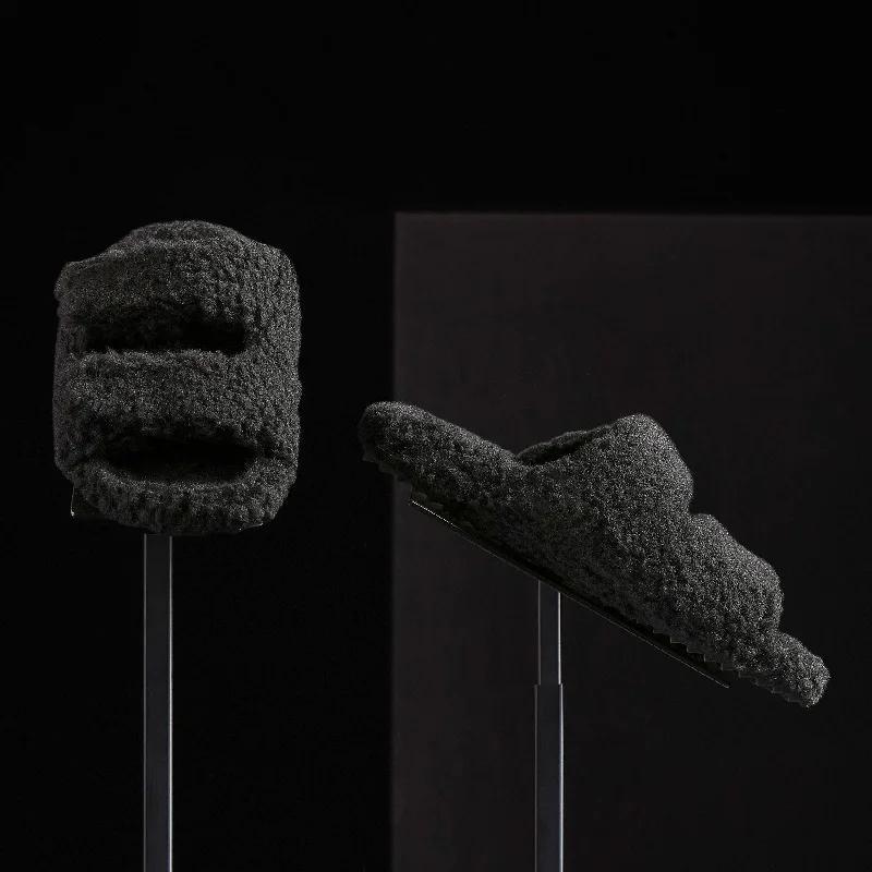 Weekend Comfort Women's Double Strap Shearling Slide - Black