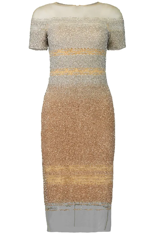 Silver & Gold Ombre Sequin Cocktail Dress